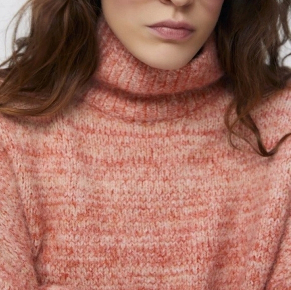 Zara Alpaca Blend Turtleneck Sweater - Blush Pink - Boxy & Oversized Fit - Picture 4 of 13